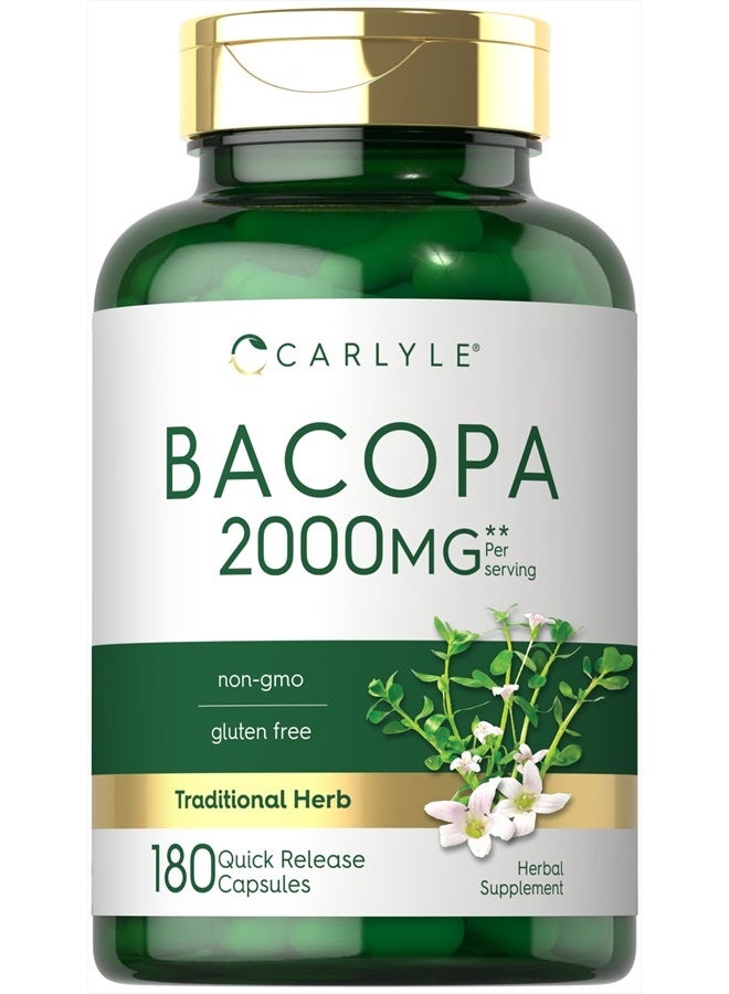 Bacopa Monnieri Capsules | 180 Capsules | Gluten Free Supplement