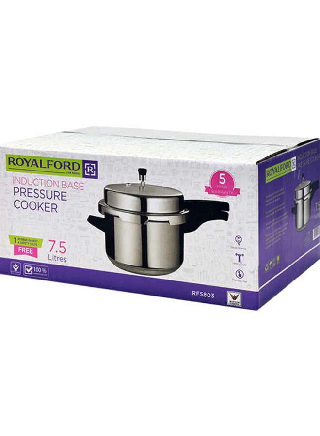 Aluminium Pressure Cooker Silver/Black 7.5Liters