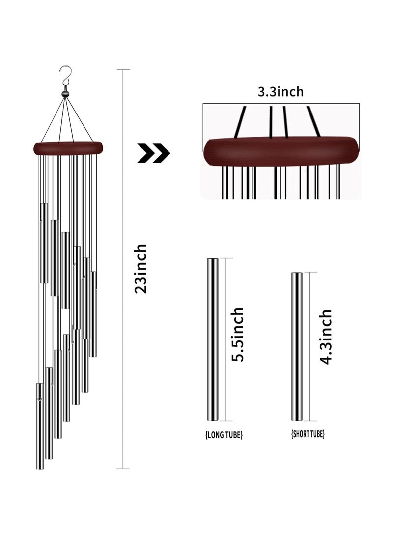 Outside Wind Chimes, Wind Chimes Outdoor Clearance with 12 Aluminum Alloy Tubes and Hook, Memorial Wind Chimes Gift Decoration for Home, Patio, Garden, Outdoor