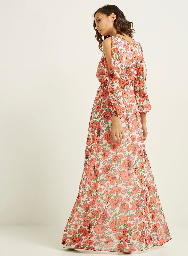 Cold Shoulder Maxi Dress Red