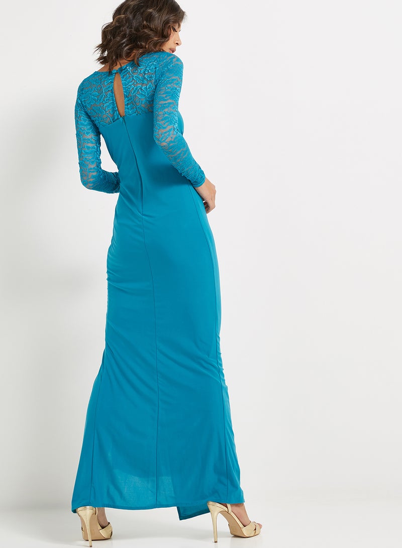 Split Maxi Dress Turquoise