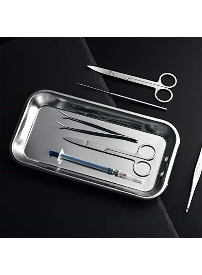 3 Pack Surgical Tray, Stainless Steel Tray for Lab Instrument Supplies, Tattoo Tool (Silver)