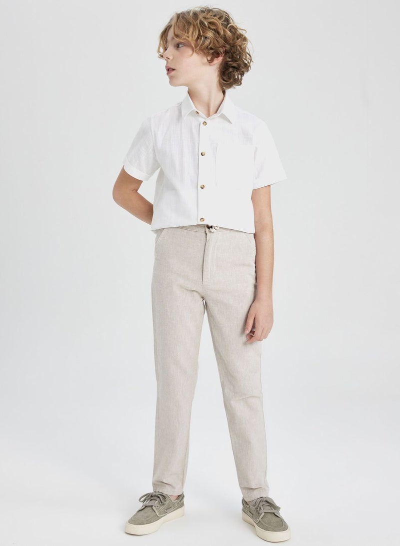 Boy Regular Fit Standard Leg Linen Look Trousers