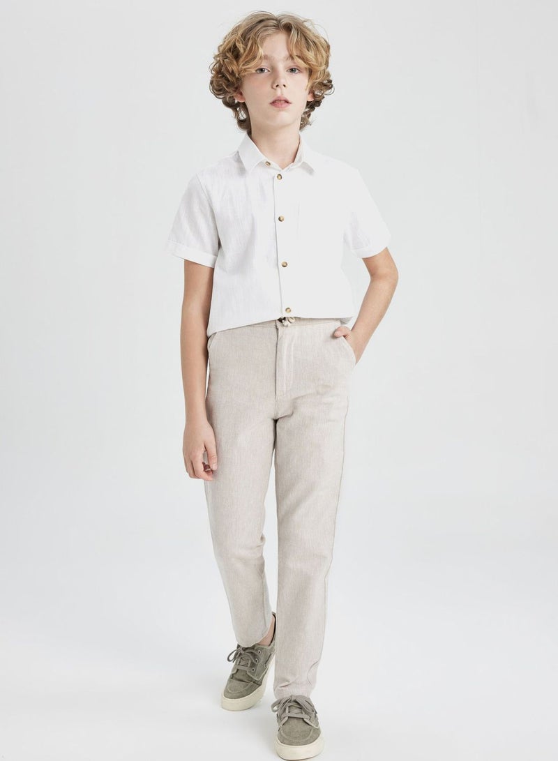 Boy Regular Fit Standard Leg Linen Look Trousers