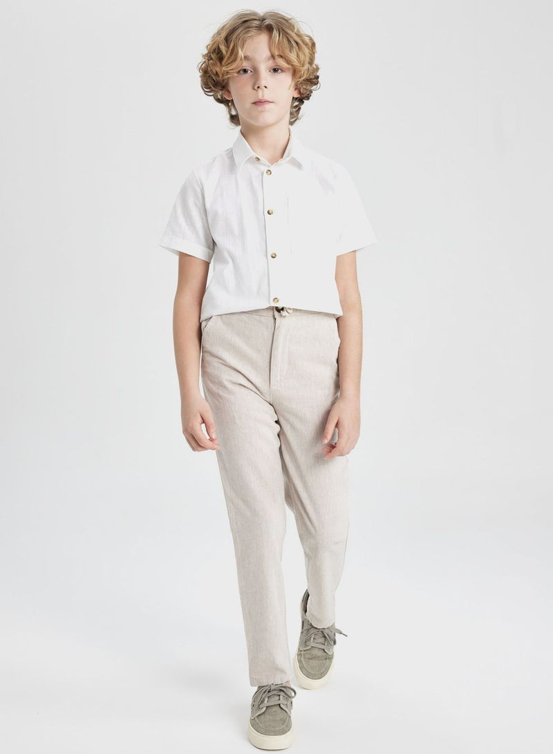 Boy Regular Fit Standard Leg Linen Look Trousers