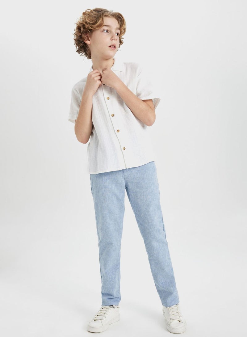 Boy Regular Fit Standard Leg Linen Look Trousers