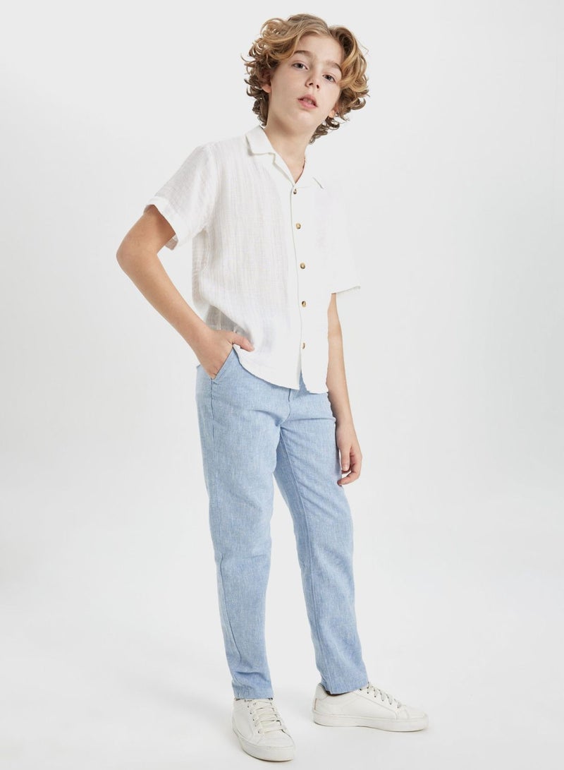 Boy Regular Fit Standard Leg Linen Look Trousers