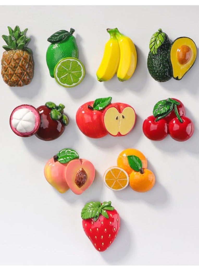 10 Pcs Fruit Fridge Magnets 3D Resin Fruit Fridge Magnets Funny Fridge Magnets Cute Refrigerator Magnets for Refrigerators, Whiteboards, Maps and Other Magnetic Items