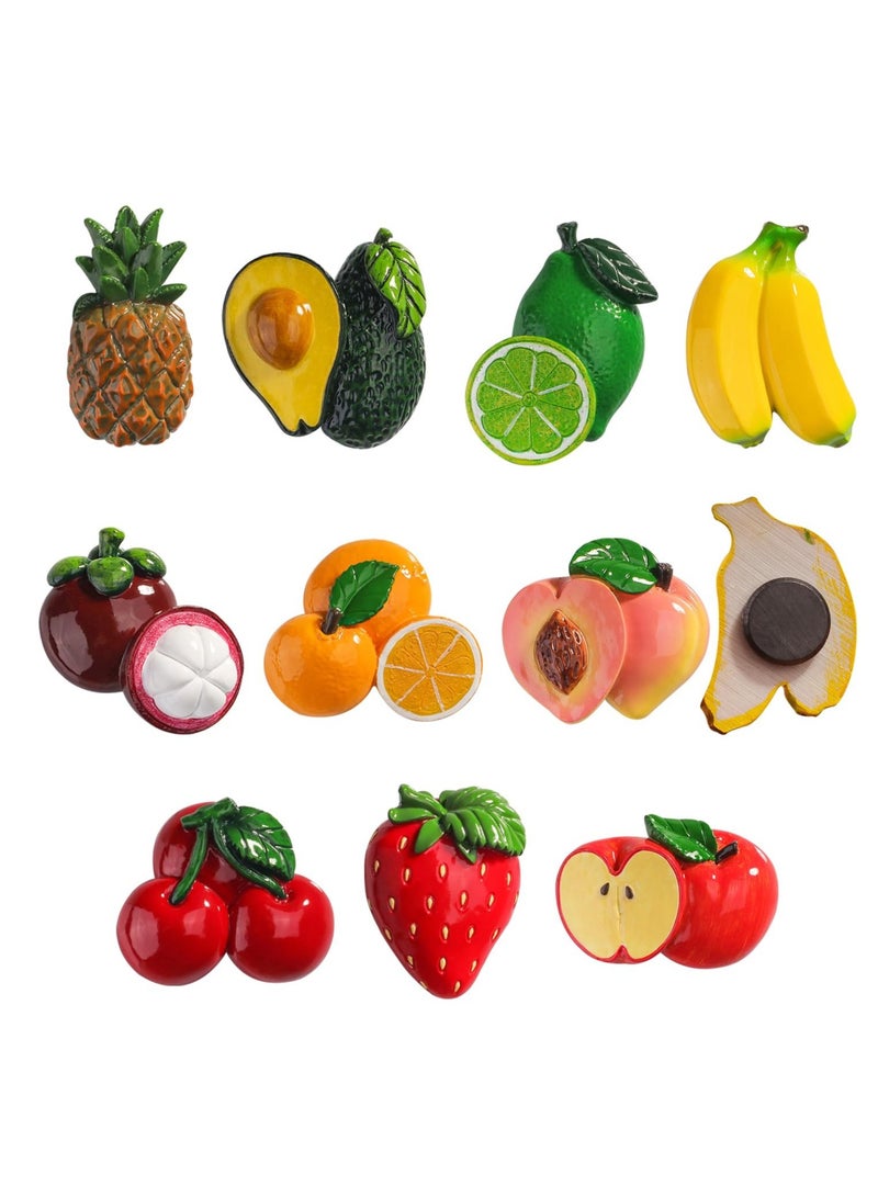 10 Pcs Fruit Fridge Magnets 3D Resin Fruit Fridge Magnets Funny Fridge Magnets Cute Refrigerator Magnets for Refrigerators, Whiteboards, Maps and Other Magnetic Items