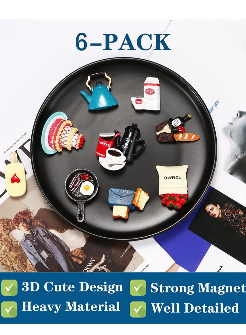 Food Fridge Magnets, Food Magnets for Fridge, Fun Refrigerator Magnets Decorative ,  Magnets Fridge Large Resin Strong Magnets for Kitchen Decor (6 Pcs)