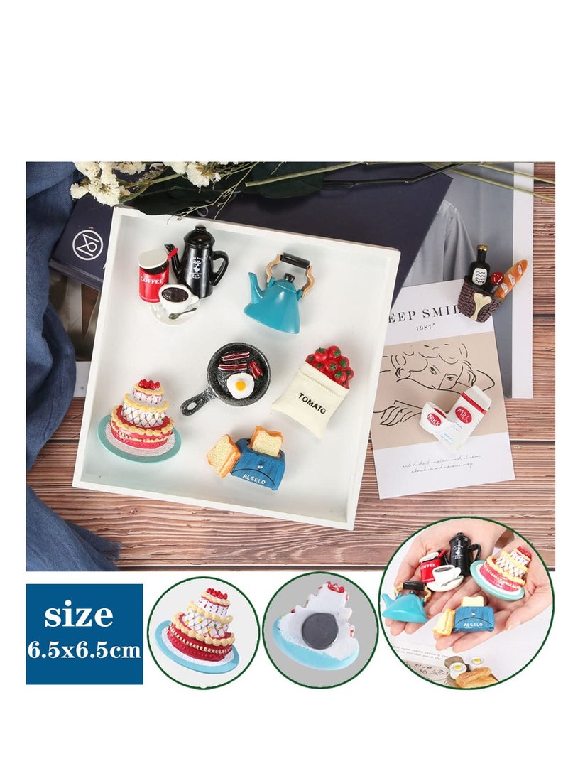 Food Fridge Magnets, Food Magnets for Fridge, Fun Refrigerator Magnets Decorative ,  Magnets Fridge Large Resin Strong Magnets for Kitchen Decor (6 Pcs)