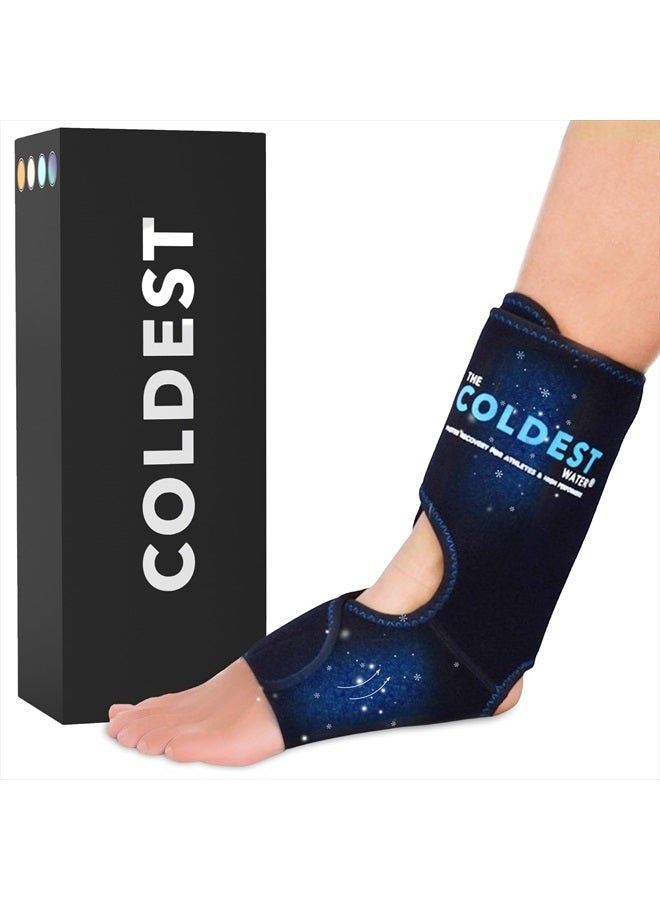 Coldest Foot Ankle Achilles Tendonitis Icing Pain Relief Ice Wrap with Cold Compression Gel Packs | Best for Achilles Tendon Injuries, Plantar Fasciitis, Heel and Sore Feet Cold Therapy