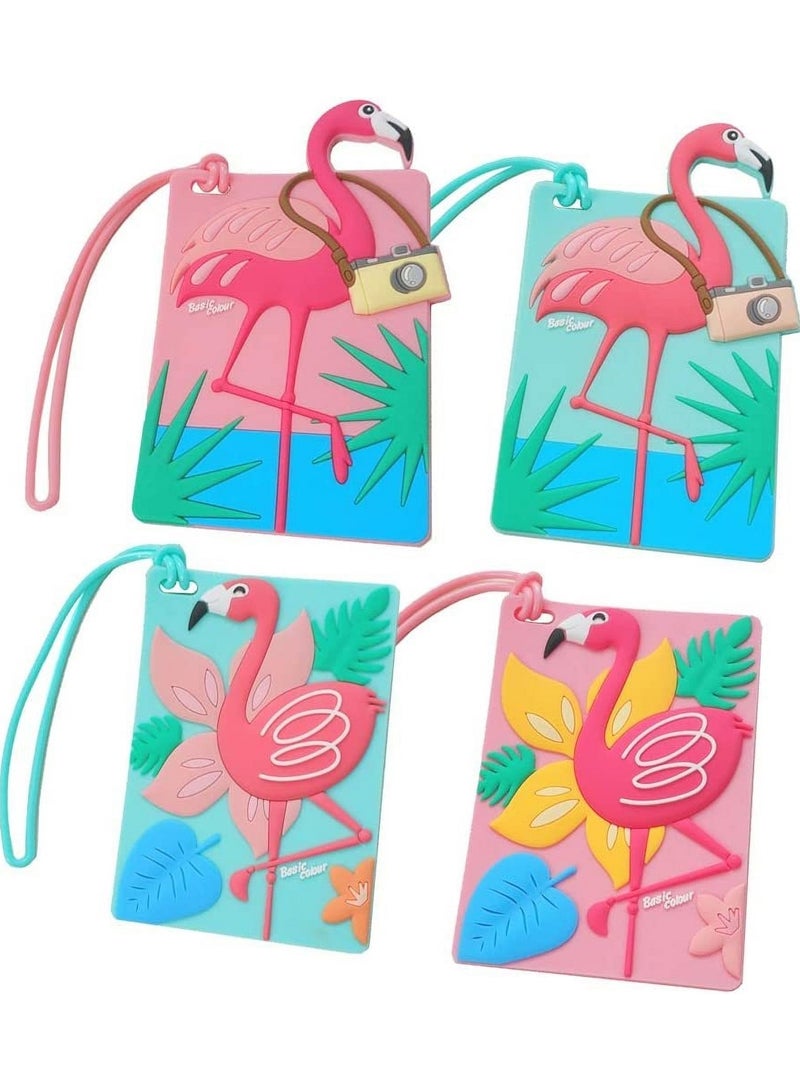 4pcs   Flamingo Silicone Luggage Tag Travel Bag Suitcase Tag Identifier