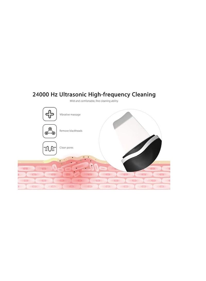 ORiTi Portable Blackhead Removal Ultrasonic Facial Cleaner Rechargeable Face Skin Scrubber Cleaning Skin Peeling Extractor White