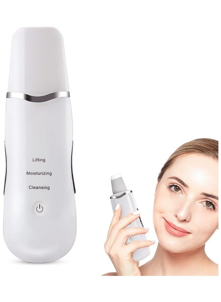 ORiTi Portable Blackhead Removal Ultrasonic Facial Cleaner Rechargeable Face Skin Scrubber Cleaning Skin Peeling Extractor White