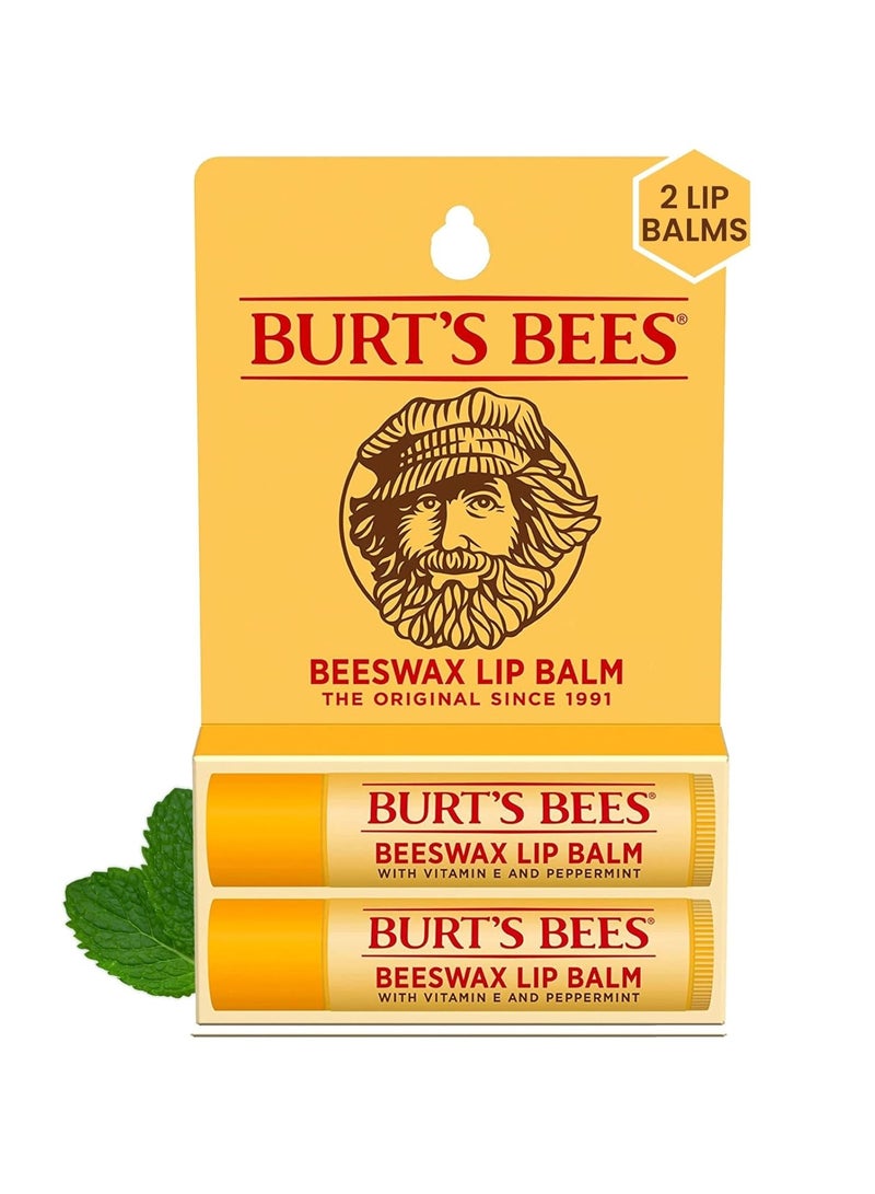 Burt's Bees Lip Balm - Original Beeswax, Lip Moisturizer With Responsibly Sourced Beeswax, Tint-Free, Natural Origin Conditioning Lip Treatment, 2 Tubes, 0.15 oz.