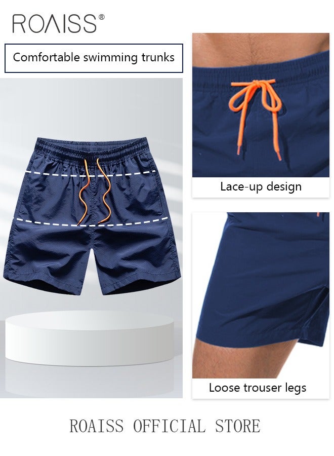Men's Swimming Trunks Beachwear Quick Dry Beach Pants Gym Wear Fitness Workout Short Sports Running Boxer Swim Shorts Swimsuit Summer