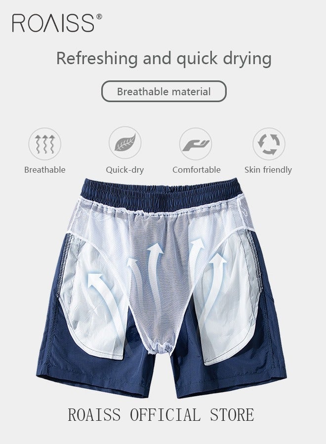 Men's Swimming Trunks Beachwear Quick Dry Beach Pants Gym Wear Fitness Workout Short Sports Running Boxer Swim Shorts Swimsuit Summer