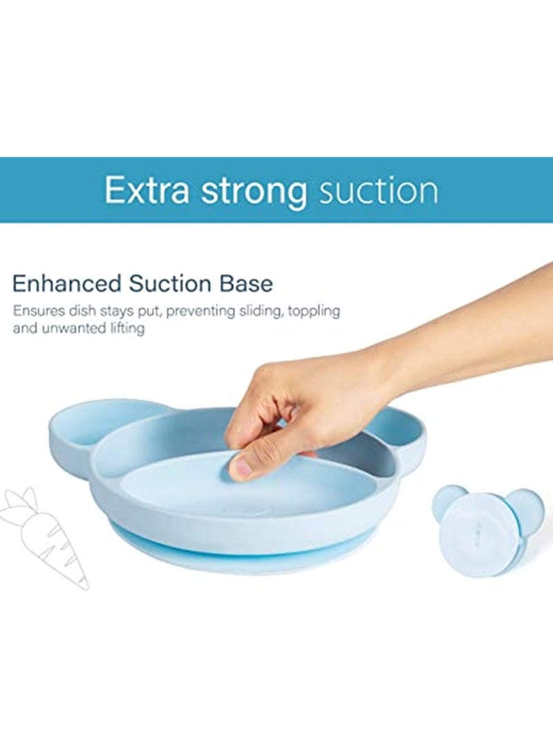 Suction Plates for Babies and Toddlers Non Slip Silicone Baby Weaning Plate Stay Put Toddler Feeding Plate with Suction Kids Placemat for No More Meal Time Mess