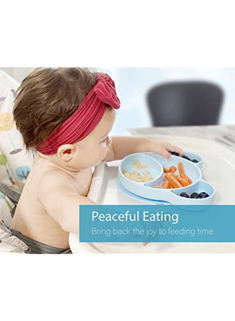 Suction Plates for Babies and Toddlers Non Slip Silicone Baby Weaning Plate Stay Put Toddler Feeding Plate with Suction Kids Placemat for No More Meal Time Mess