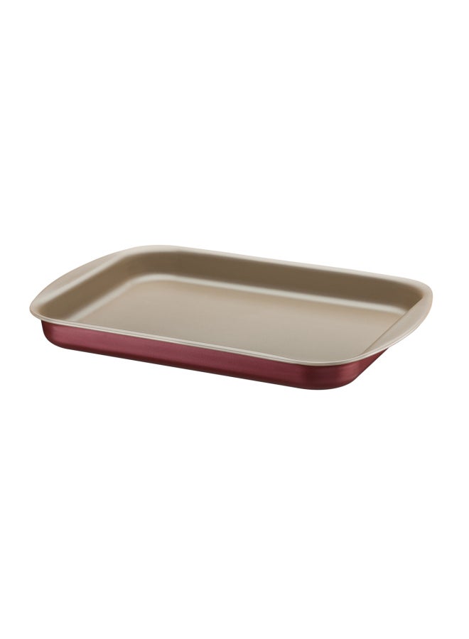 Brasil 40cm 3.8L Red Aluminum Flat Roasting Pan with Interior and Exterior Starflon Max PFOA Free Nonstick Coating Black 3.8Liters