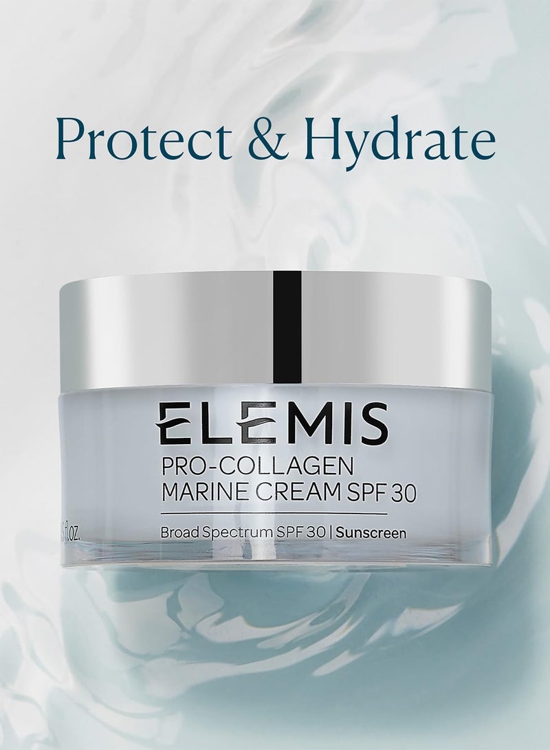 ELEMIS Pro-Collagen Marine Cream SPF 30, Lightweight Anti-Wrinkle Daily Face Moisturizer Firms, Smoothes, Hydrates, & Delivers Sun Protection