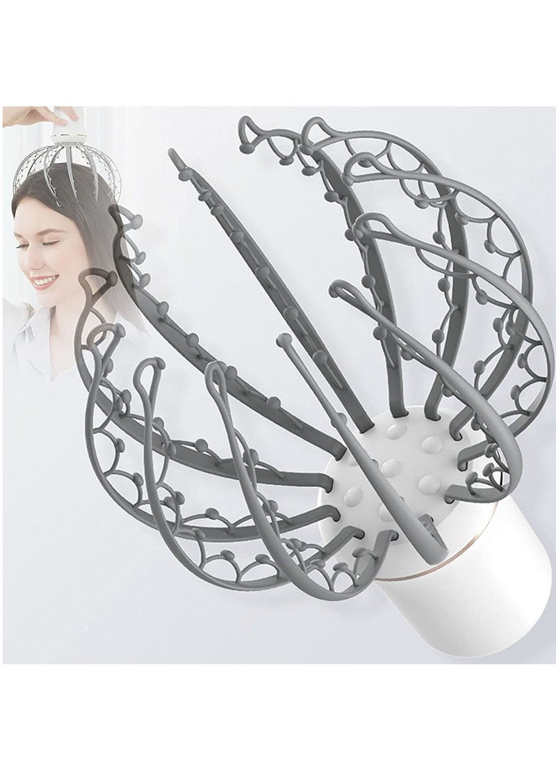 Rechargeable Electric Head Scalp Massager Portable Handheld Head Massager Scratcher for Hair Growth, Deep Relaxation, Hair Stimulation & Stress Relief Improve Blood Circulation White