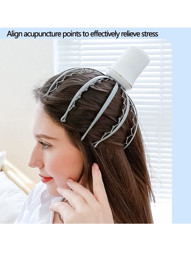 Rechargeable Electric Head Scalp Massager Portable Handheld Head Massager Scratcher for Hair Growth, Deep Relaxation, Hair Stimulation & Stress Relief Improve Blood Circulation White