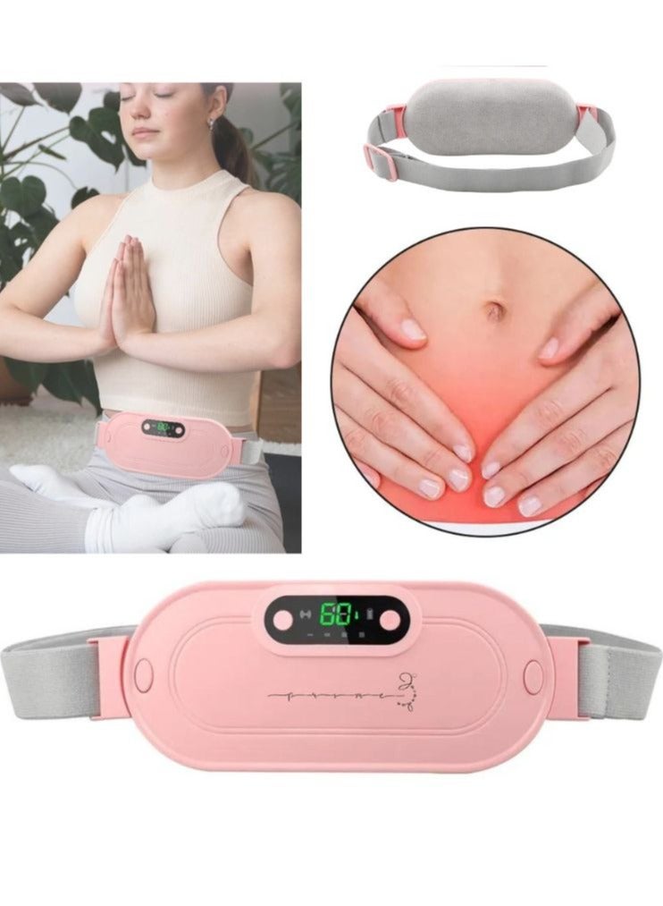 Menstrual Electric Heating Pad Women Warm Belt Hot Water Bag Waistband Device Adjustable 4-Speed ​​Rechargeable Heating Cramp Belt Massage Warm Waist Belt for Menstrual Period Cramps Stomach Tummy Pain