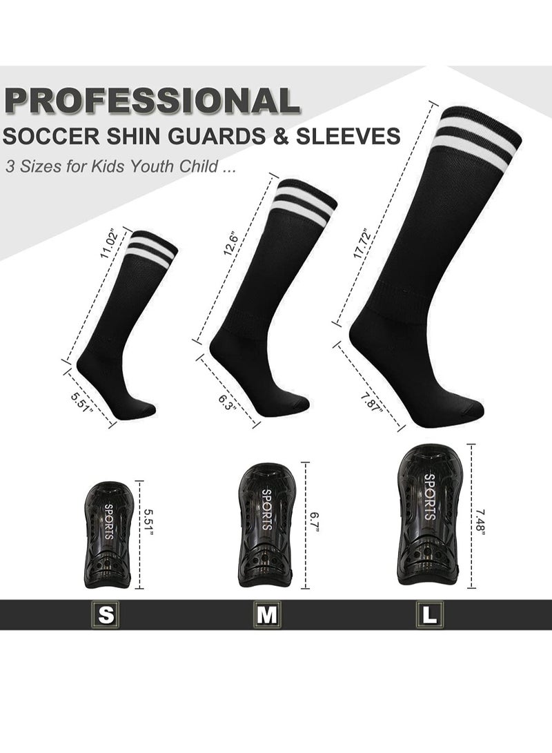 Youth Soccer Shin Guards for Kids Shin Pads and Shin Guard Sleeves Child Calf Protective Gear Protective Soccer Equipment for Boys Girls Toddler Teenagers 3-15 Years Old