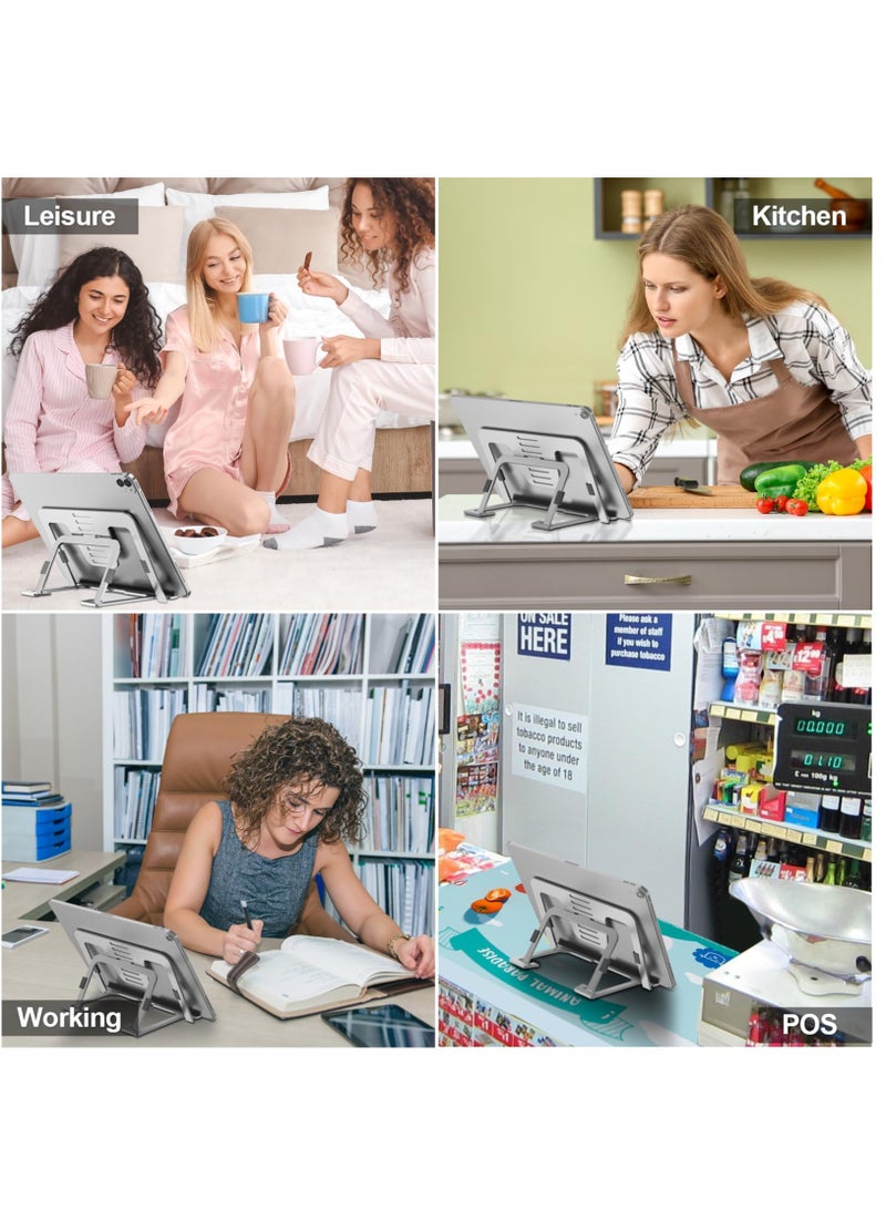 Tablet Stand Adjustable & Foldable, Slim Portable Aluminum Tablet Holder for Desk, Compatible with iPad Pro/Air/Mini, Samsung Tab, Surface Pro, Kindle Fire (7-13