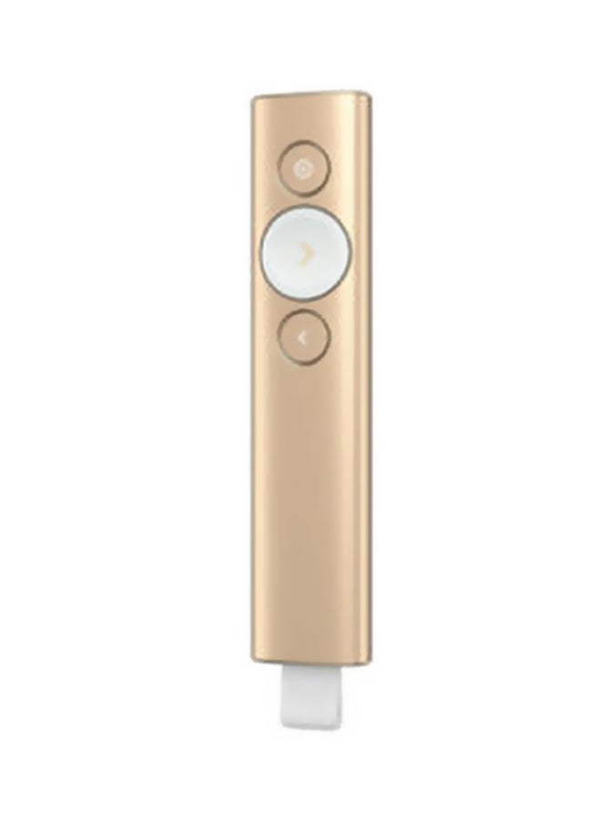 Spotlight Wireless Presentation Remote, 2.4 GHz and Bluetooth, USB-Receiver, Digital Laser Pointer, 30-Meter Operating Range, Dual Connectivity, Timer, PC/Mac/Android/iOS Gold