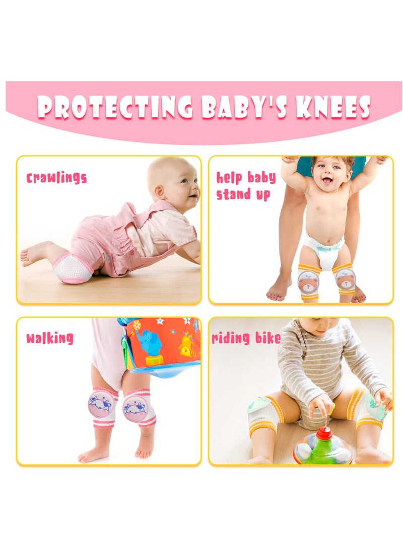 6 Pairs Baby Knee Pads for Crawling Anti Slip Knee Protectors Breathable for Boys Girls, 0-3 Years Old