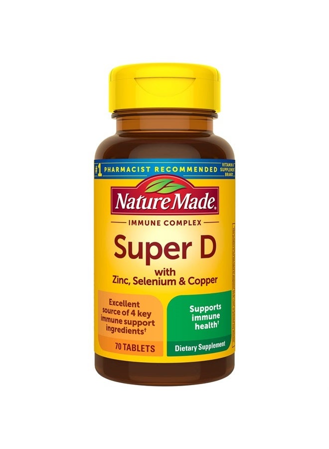 Super Vitamin D Immune Complex, Vitamin D3, Selenium, Copper and Zinc Supplements for Immune Support, 70 Tablets, 70 Day Supply