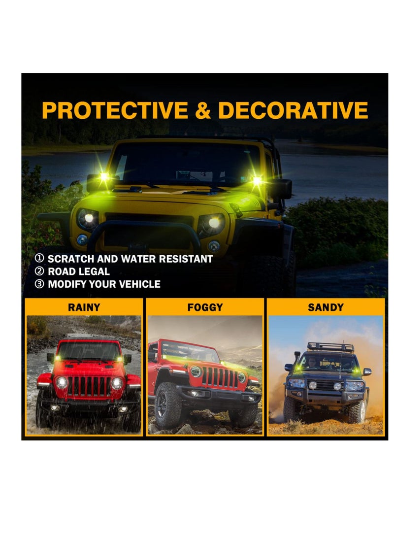 2 PCS Square LED Cube Light Covers, 3 inch Amber LED Pod Covers, Protective Polycarbonate Light Bar Lens Covers, Yellow Square Light Covers