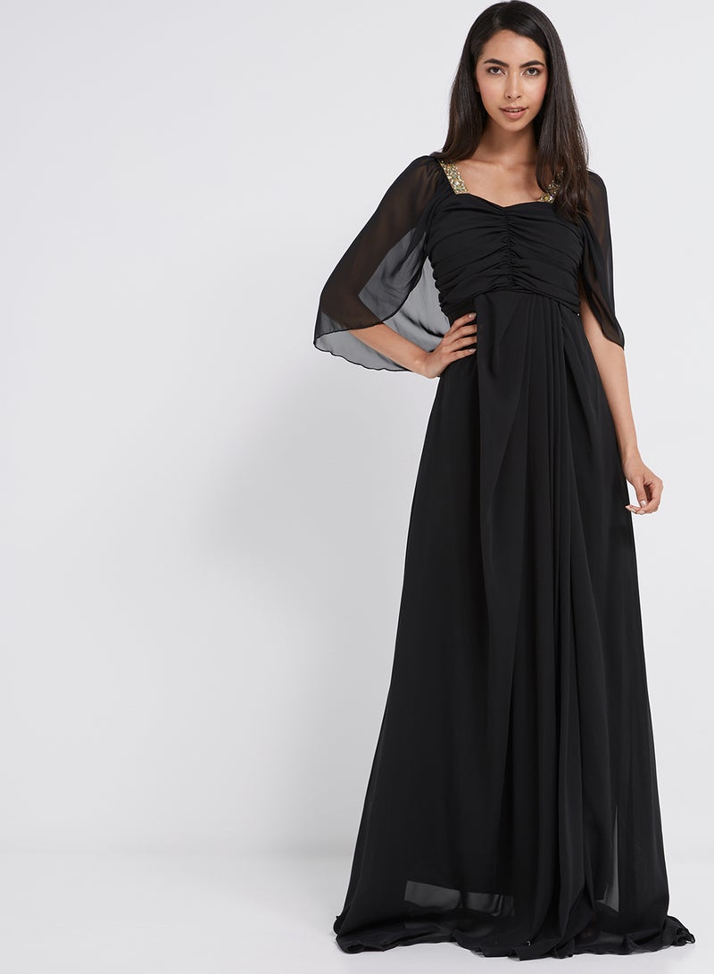 Short Sleeve Maxi Dress Black