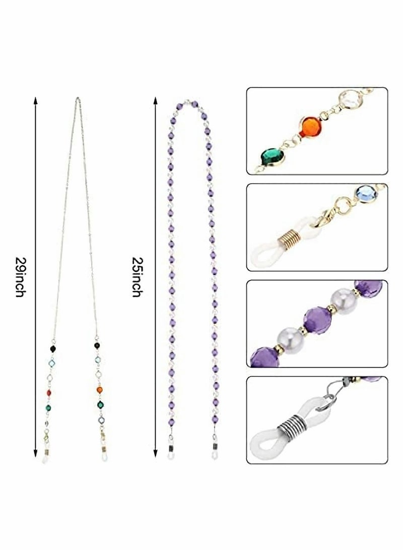 Eyeglasses Chains Beaded Sunglasses Strap Holder Elegant Eyewear Retainer Chain, 8 Styles