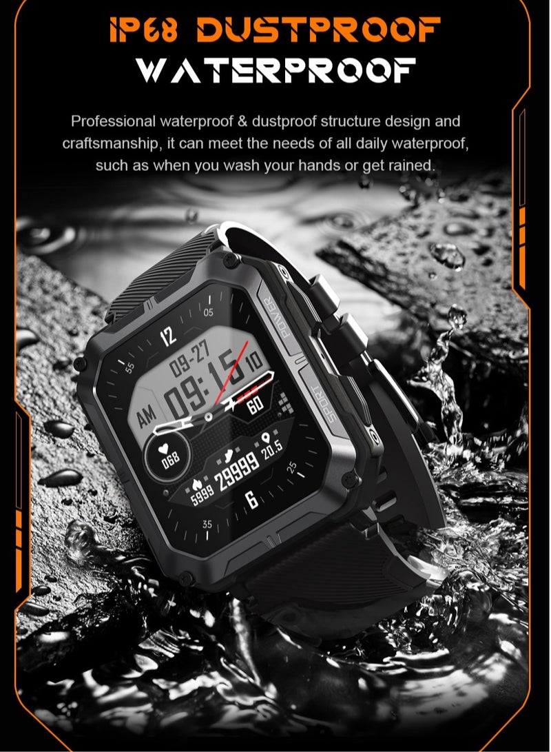 Smart Watch for Men Military Sports Smartwatch with Bluetooth Call IP68 1.83 inch Fitness Tracker