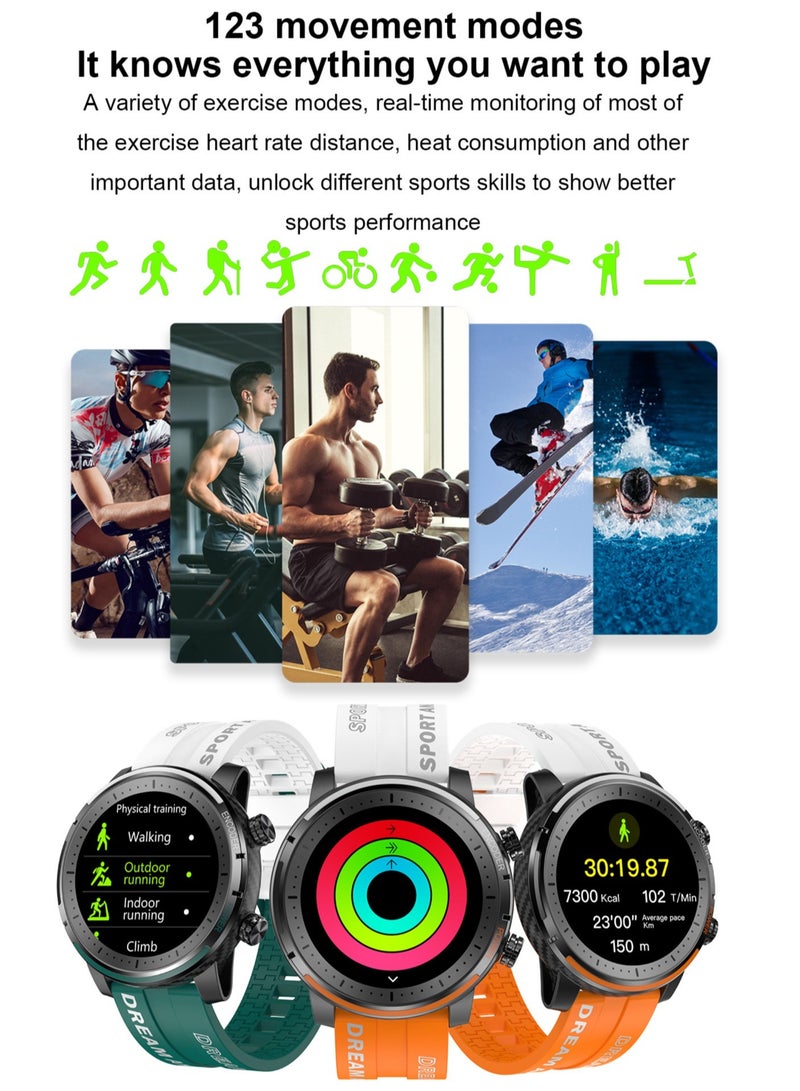 Men's Smartwatch Sports Fitness Tracker Fashion Smartwatch for Men Heart Rate Sleep Monitor IP67 Waterproof Orange