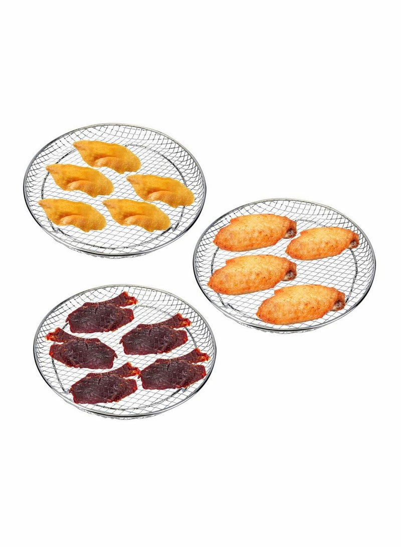 Air Fryer Three Stackable Dehydrator Racks, KASTWAVE Stainless Steel Air Fryer Rack Fit all 4.2QT - 5.8QT Air fryer, Oven, Press Cooker, Air Flow Racks