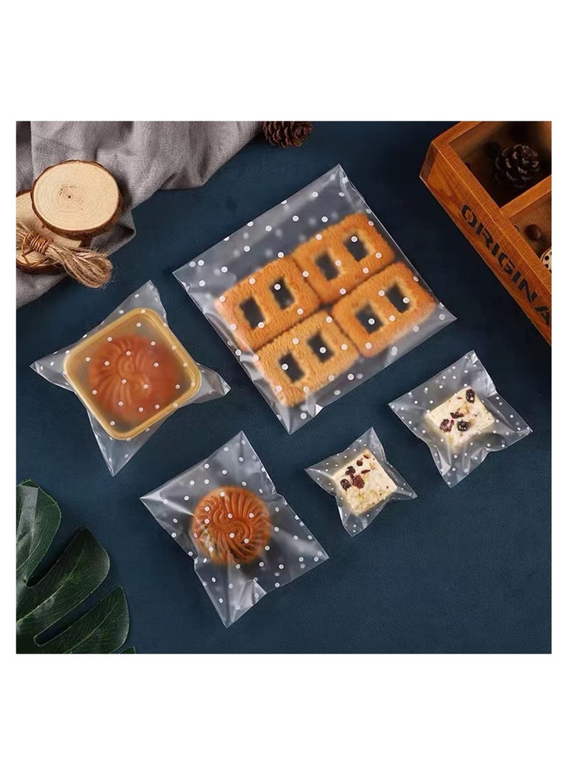 300 Count Snack Storage Bags, Clear Matted Dotted Self Adhesive Cookie Snack Bags BPA Free Food Storage Bags for Bakery Treat Candies Dessert Chocolate (2.75