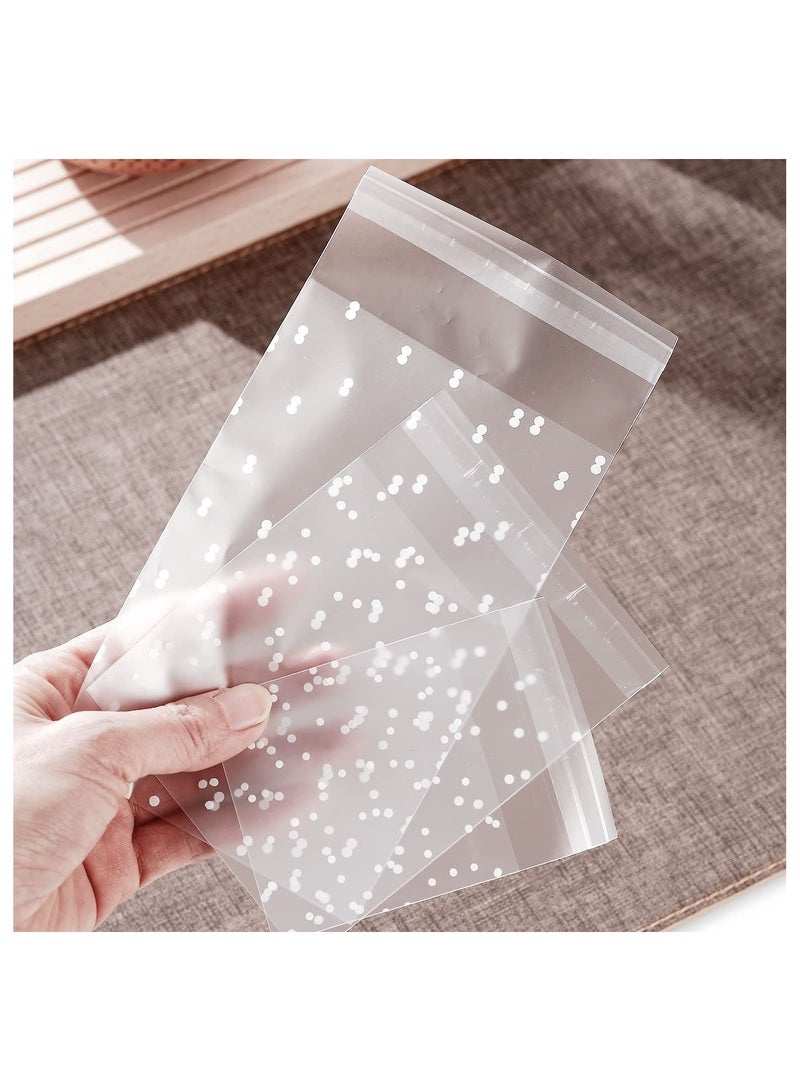300 Count Snack Storage Bags, Clear Matted Dotted Self Adhesive Cookie Snack Bags BPA Free Food Storage Bags for Bakery Treat Candies Dessert Chocolate (2.75