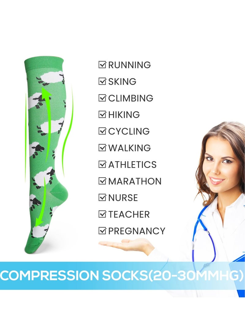 Compression Socks for Women, 3 Pairs Circulation 20-30mmHg, Best for Running, Nurses, Pregnant, Sports and Athletic, S/M