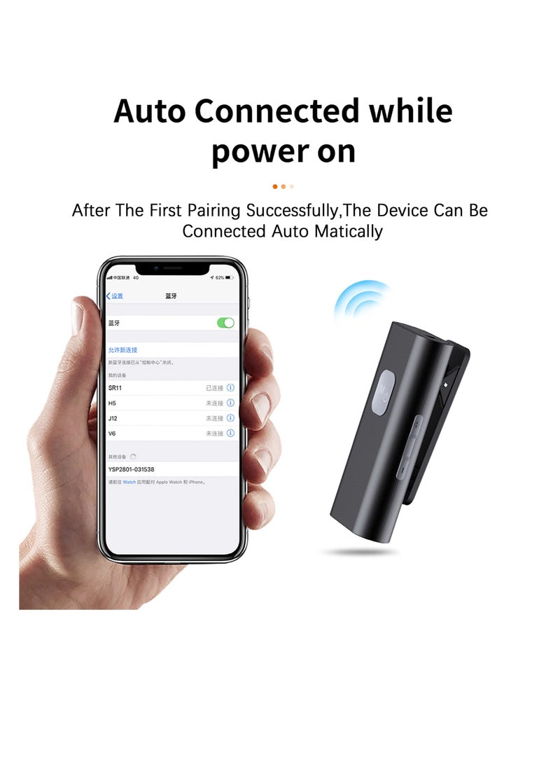 Bluetooth Receiver Car Bluetooth Aux Adapter 3.5mm Portable Jack with Collar Clip for Headphones Car Home Stereo Systems Support TF Card Music Playback