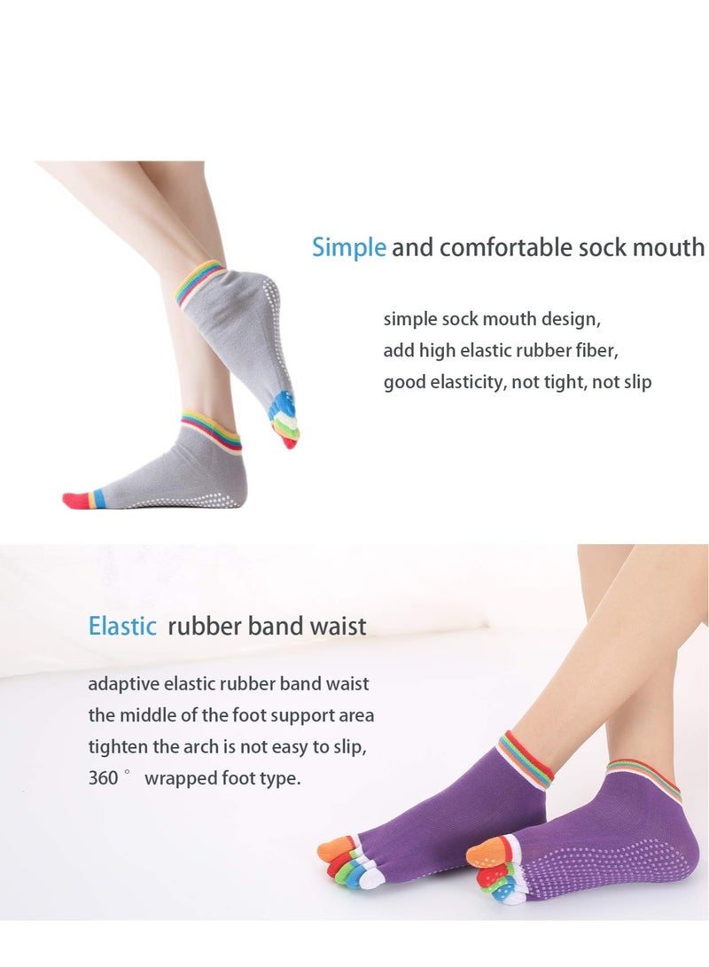 Toe Socks 4 Pairs Women's Non-Slip Toe Socks Five Finger Socks For Running Pilates Ballet Fitness