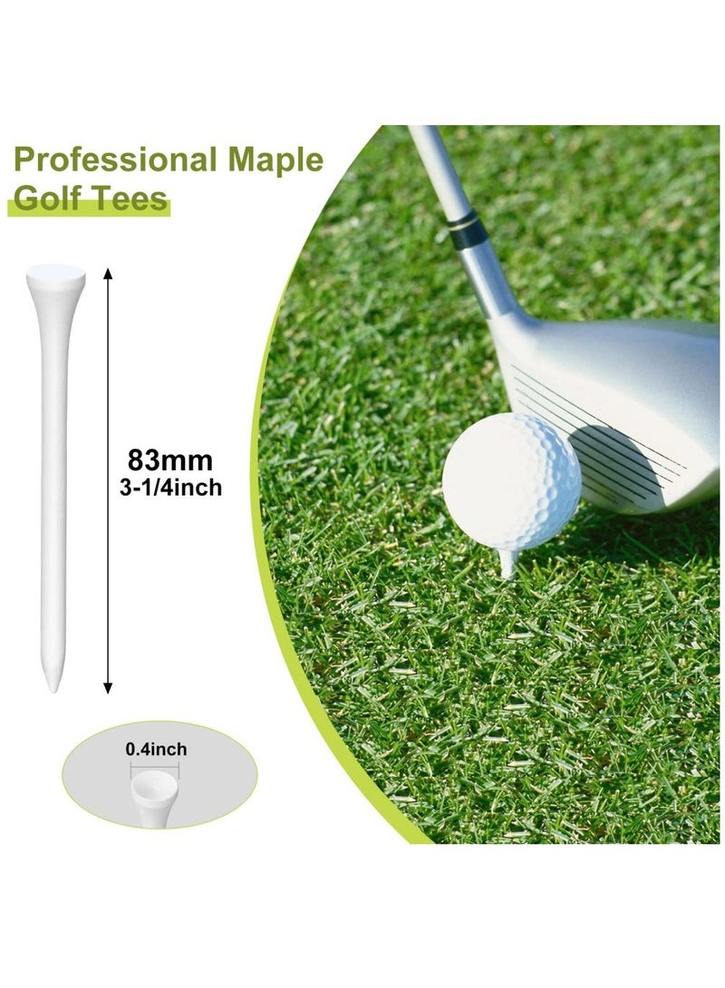 200 Pcs Golf Tees Bulk Wood Tees 3-1/4 Inch Tall, White Golf Tees for Women Men Ladies Clubs Golf Ball Theme Party Accessories