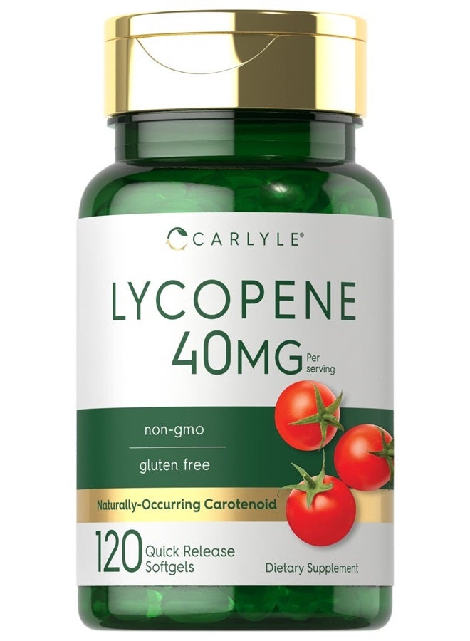 Lycopene 40mg | 120 Softgels | Naturally-Occurring Carotenoid | Non-GMO & Gluten Free Supplement