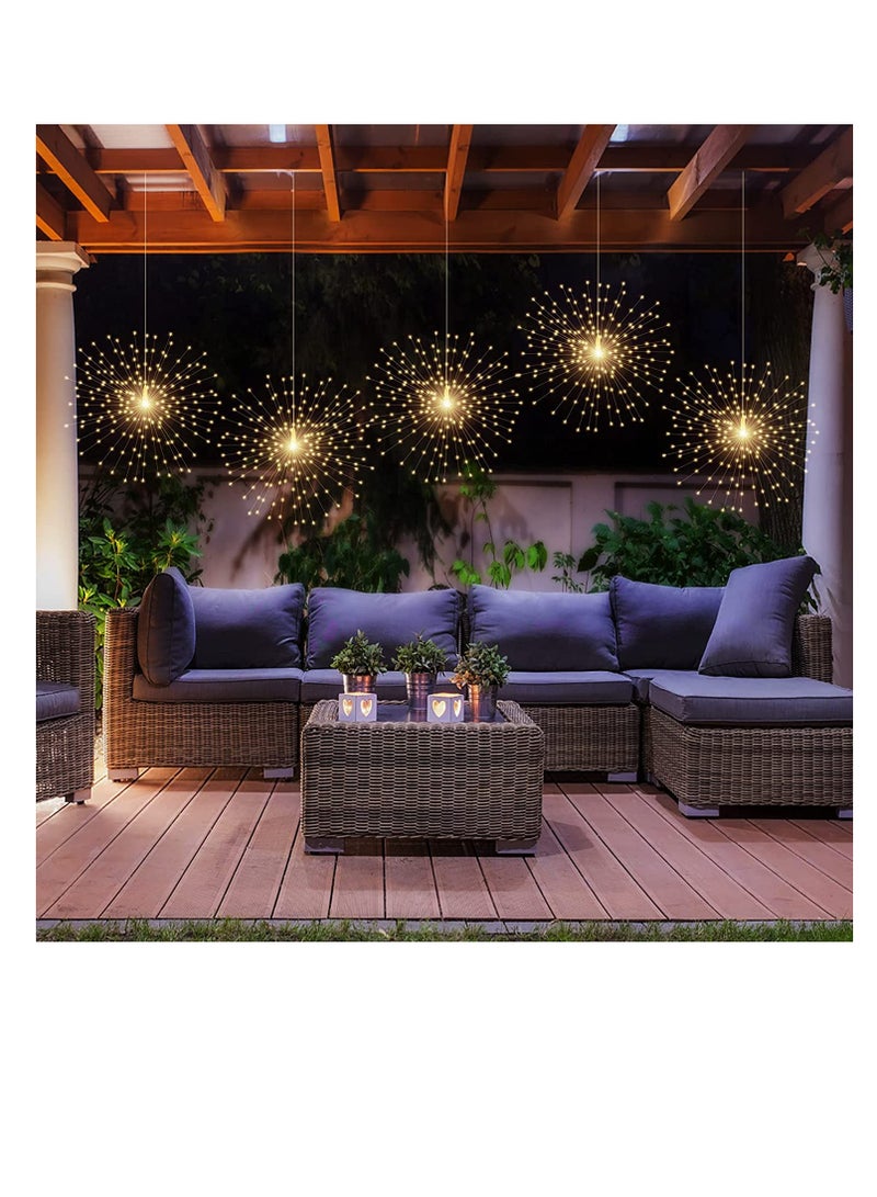 200LED Hanging Sphere Lights Battery Operated Starburst Lights 8 Modes Dimmable Remote Control Waterproof Fairy Lights Copper Wire Lights Indoors Outdoors festival Decoration Warm White