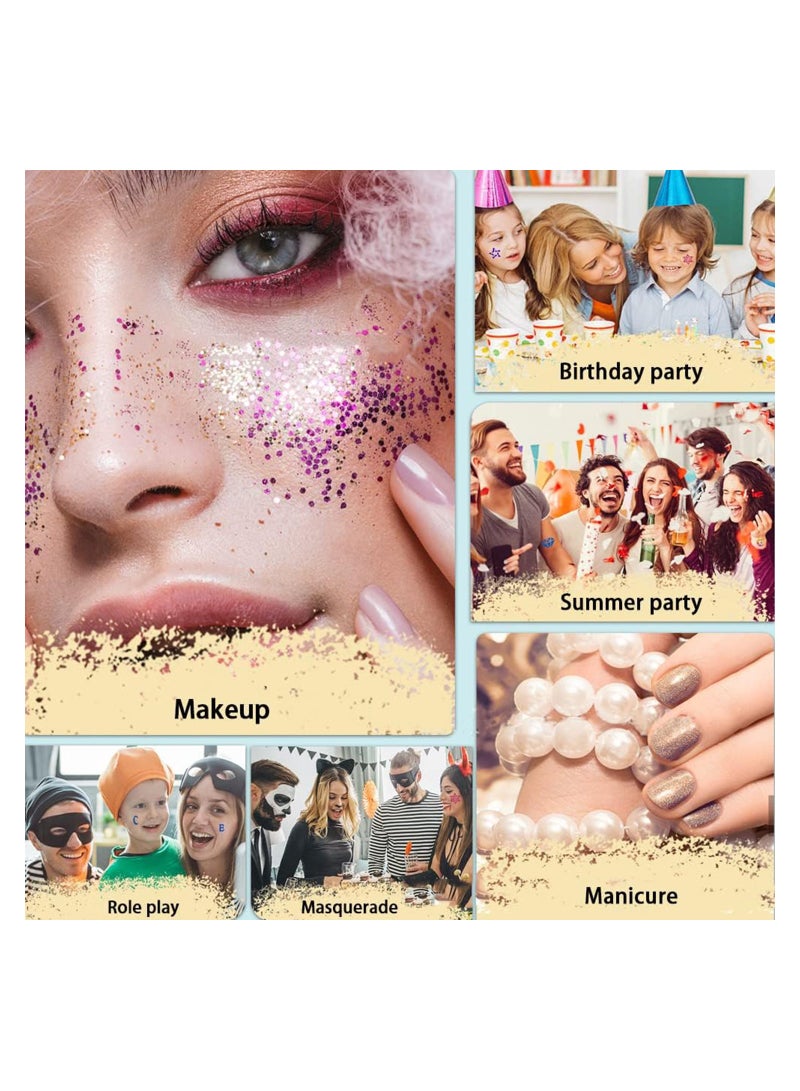 Glitter Temporary Tattoo Kit for Kids 50 Body Glitter Powder Waterproof Body Flash Tattoos Set Body Nail Art, Body Glitter Festival Party for Kids and Adults