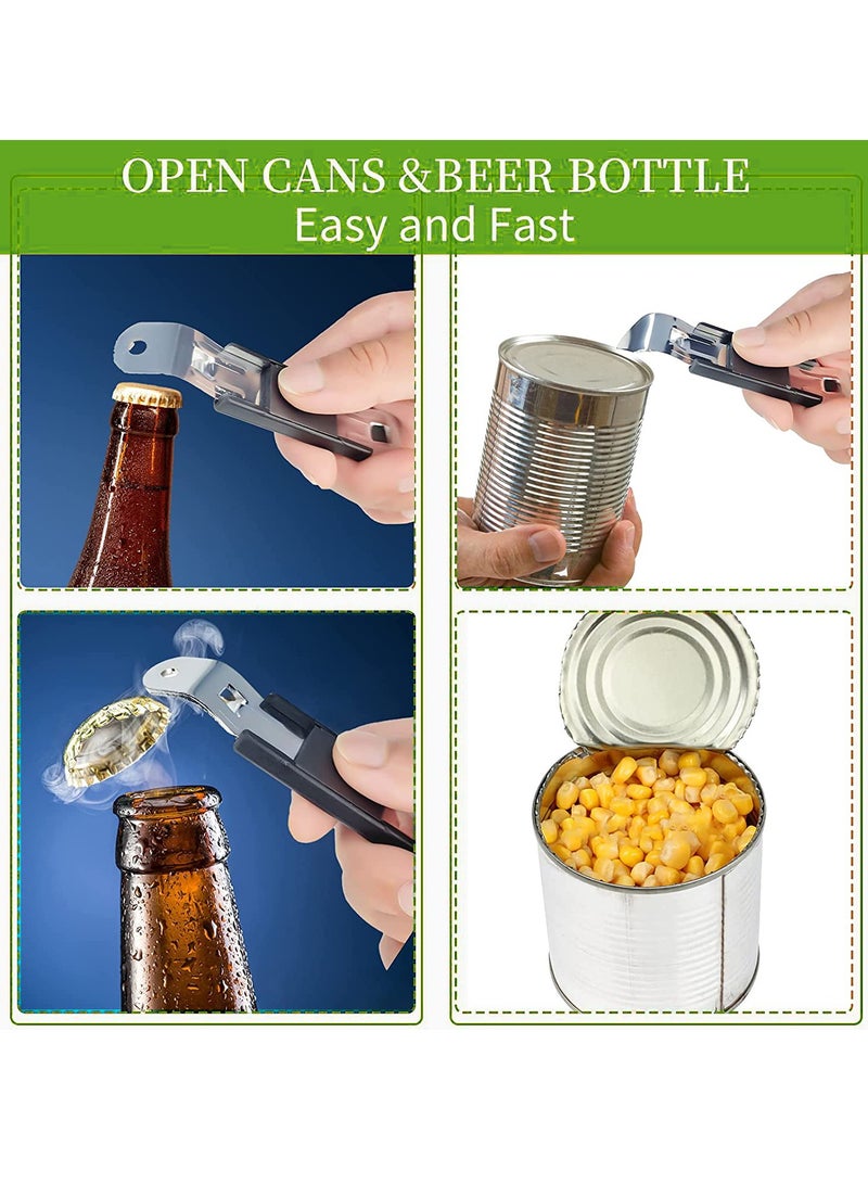 Magnetic Bottle Openers Can Opener Classic Opener Stainless Steel Small Hand Held Bottle Opener Can Tapper with Magnet for Cans Beverages, Refrigerator, Camping and Traveling Black,4 Pieces